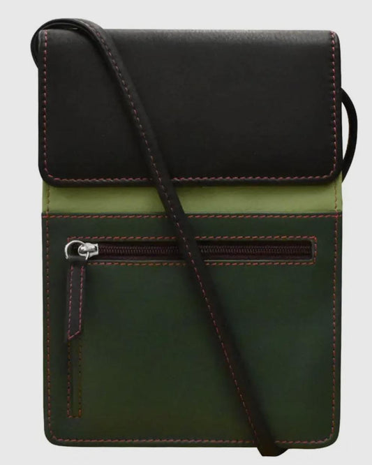 ili Leather Organizer on a String - Forest Multi