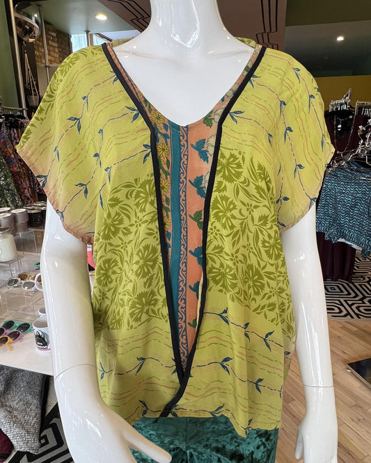 Indie Ella Zahara Reversible Silk Top in Lime Grove