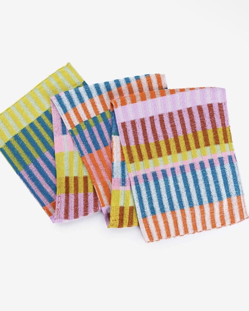 Verloop Mosaic Stripe Knit Scarf in Rust Lilac