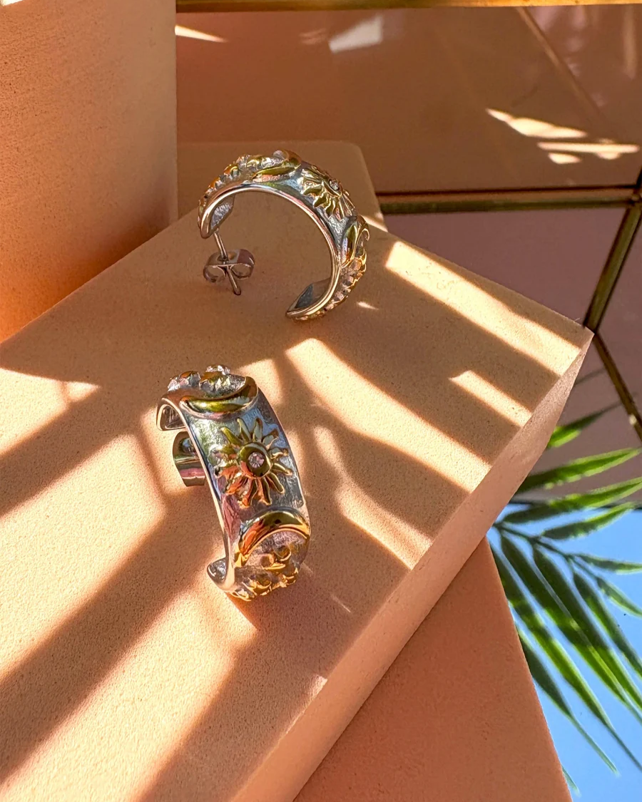 Tribe + Temple Rosa Stella Hoop Earrings (Water Resistant)