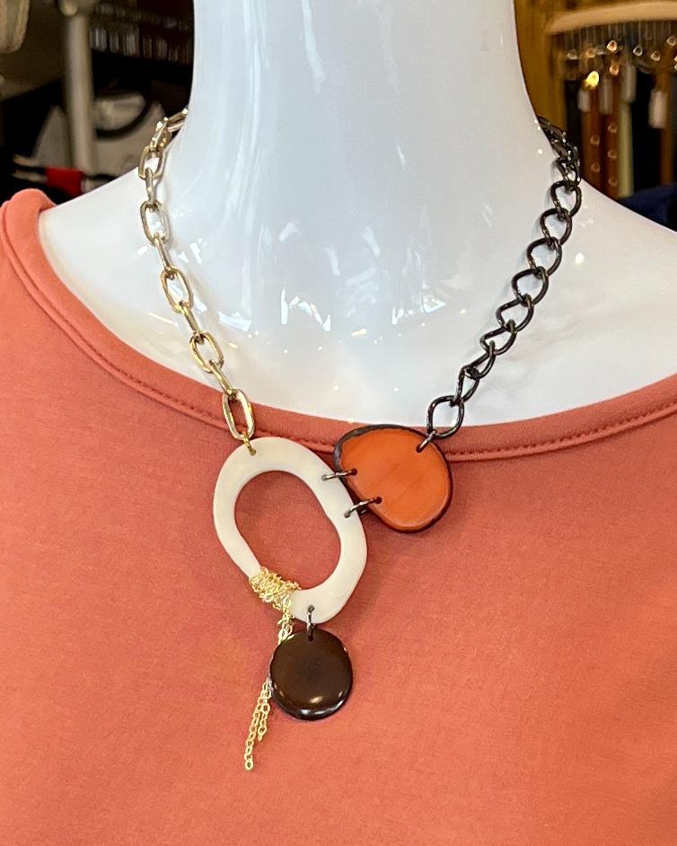 Veronica Riley Martens Mixed Tagua Nut Necklace - Pumpkin Spice