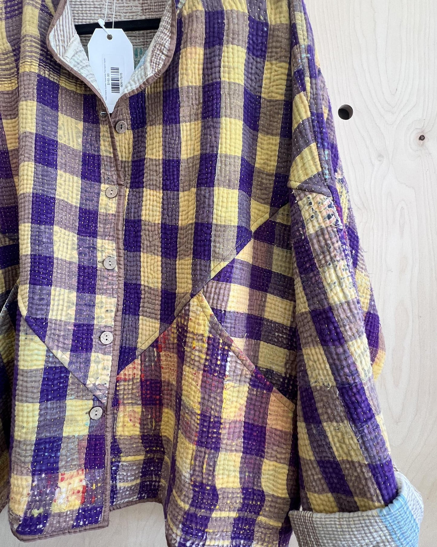 Txtile Charlie Quilted Reversible Patchwork Kantha Jacket in Chanda