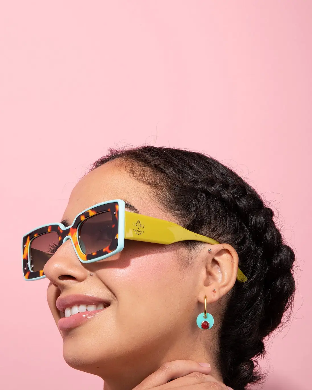 Tribe + Temple Deco Sunglasses in Chartreuse + Sky Blue
