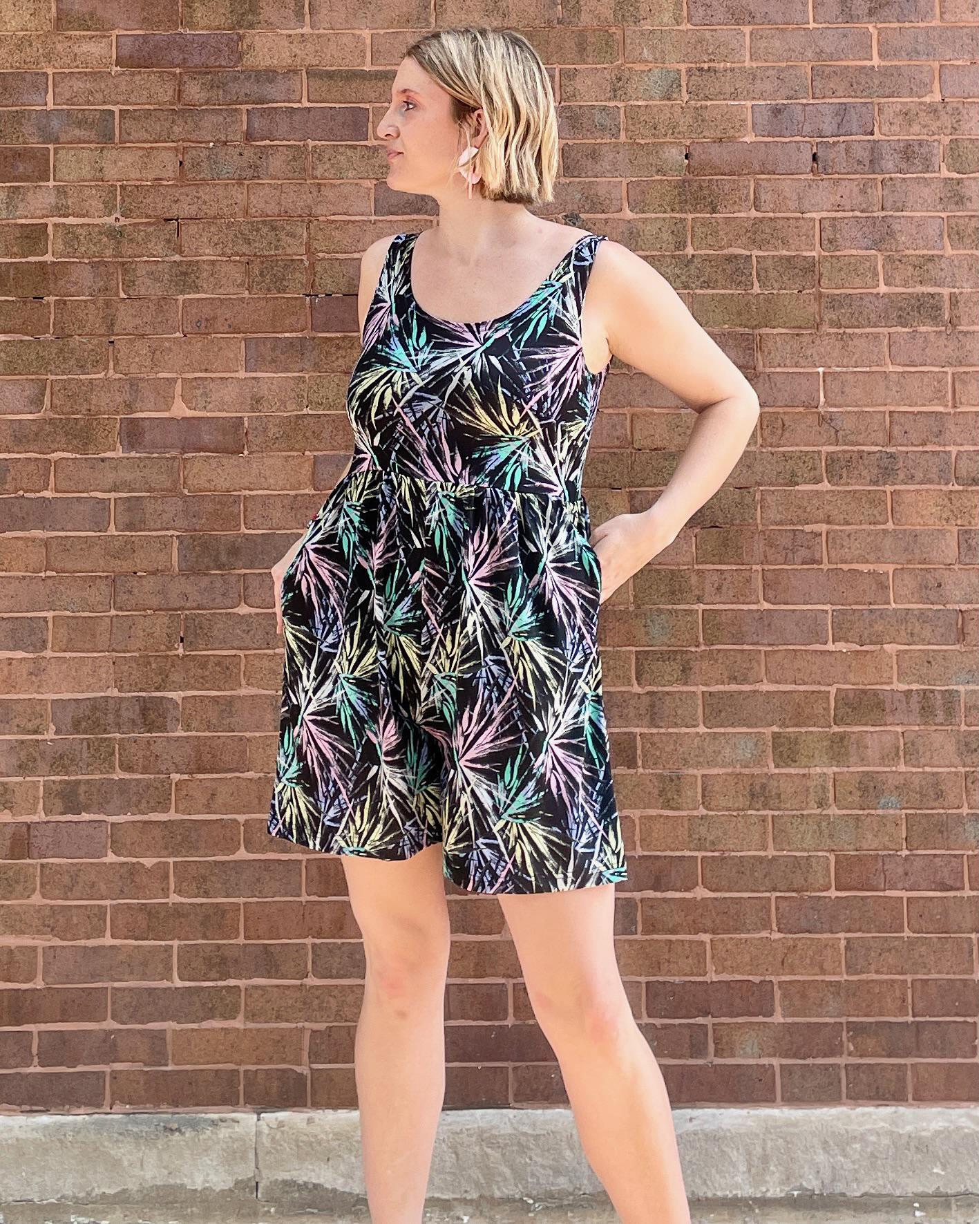 Fayru June Romper Black Palm Leaves Print - SALE