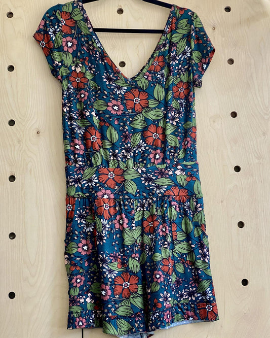 Squasht Shorts Romper in Petal Party - Teal