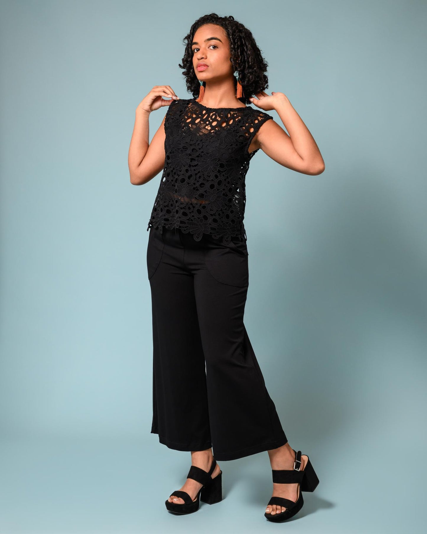 Squasht Flora Shell Top in Solid Black Lace - SALE - Size XS, Small - Final Sale