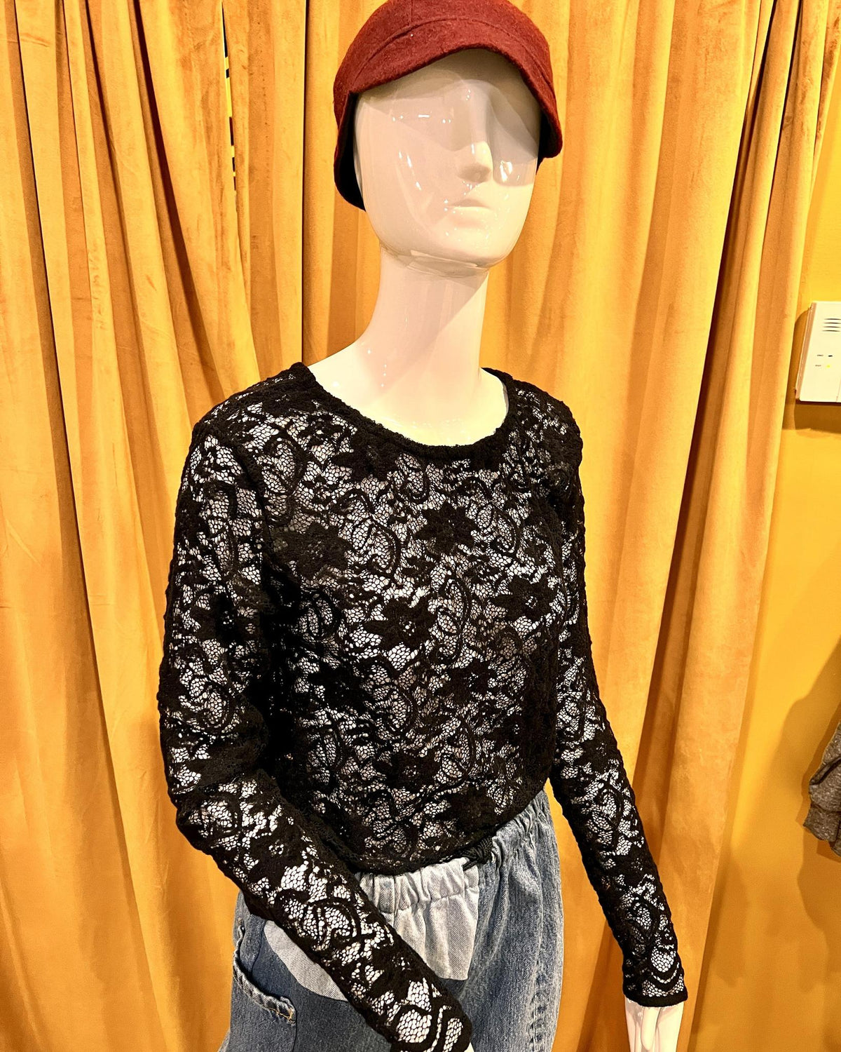 Squasht Long Sleeve Flora Top in Black Lace