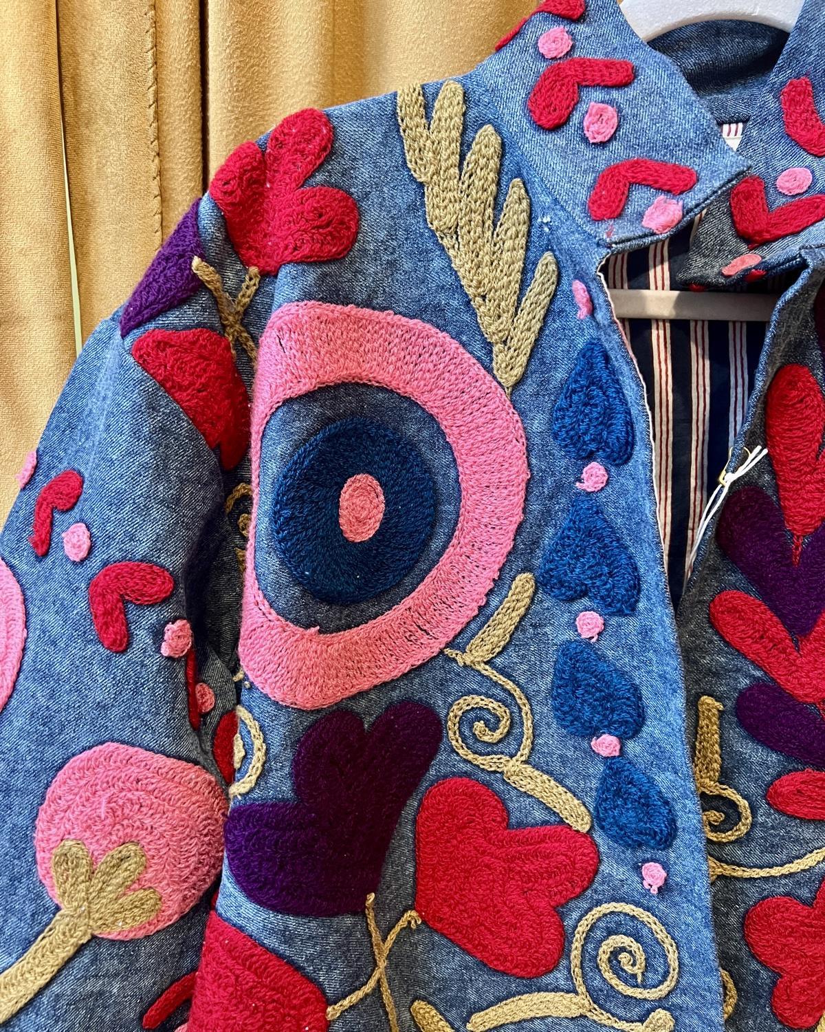 Txtile Fuschia Denim Suzanni Embroidered Jacket