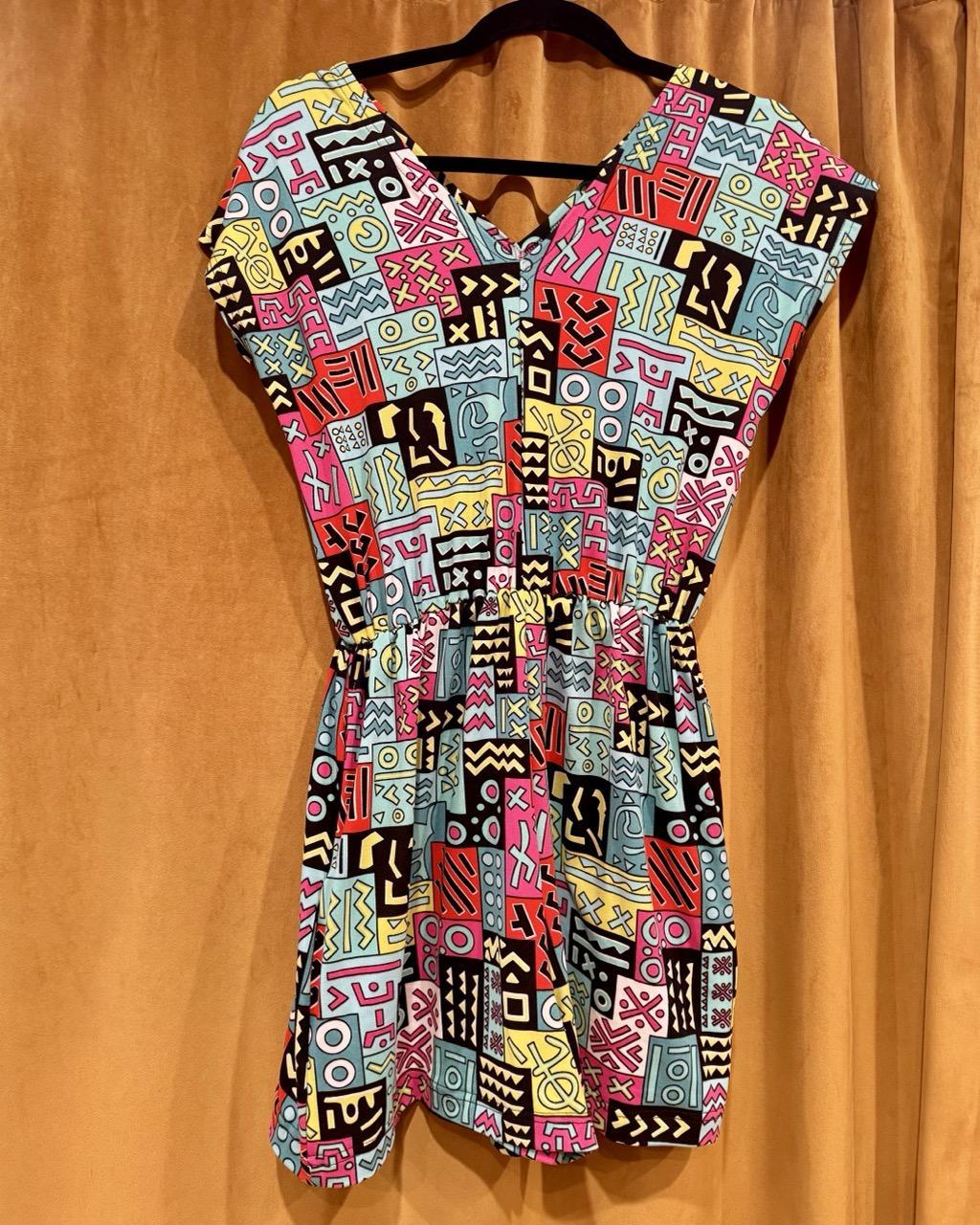 Fayru Penny Romper in Green Geometric Print