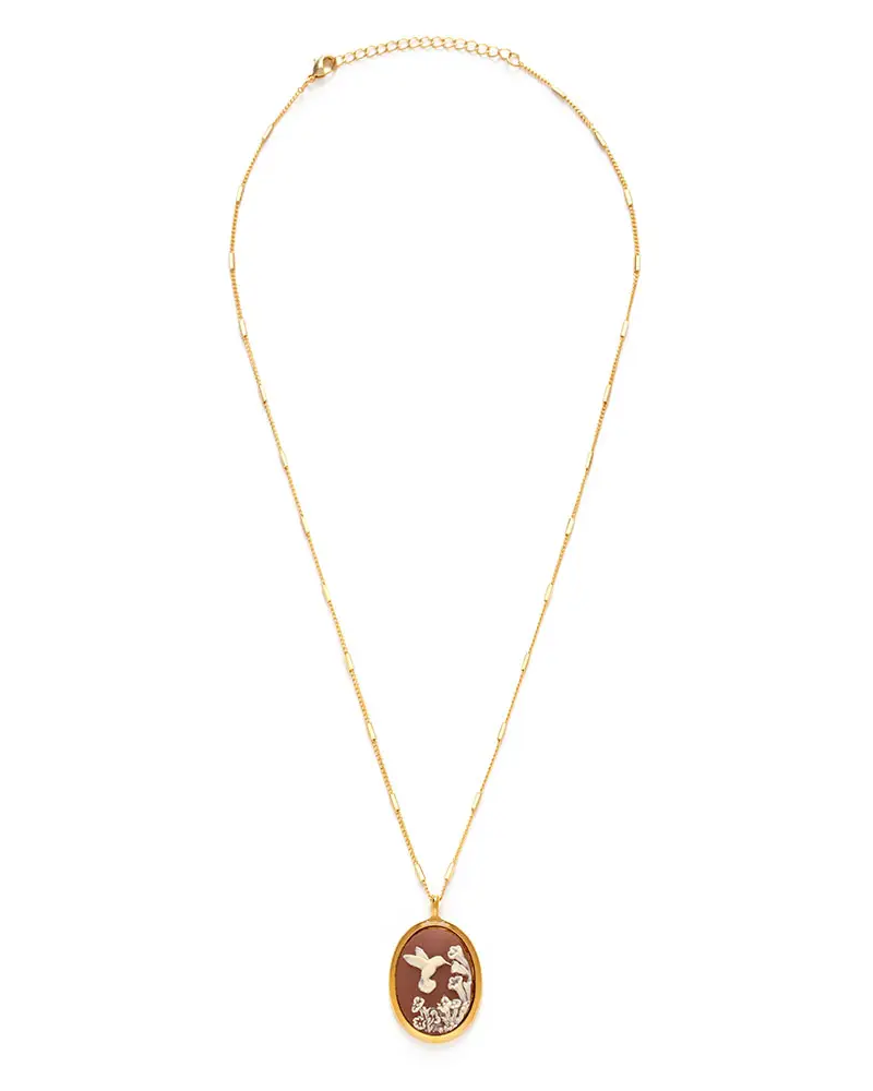 Amano Studio Hummingbird Vintage Cameo Necklace