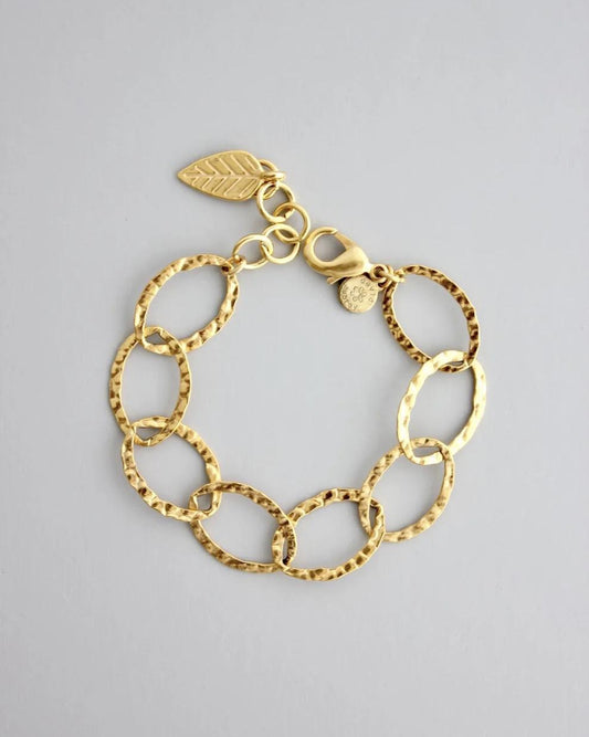 David Aubrey Gold Hammered Chain Bracelet