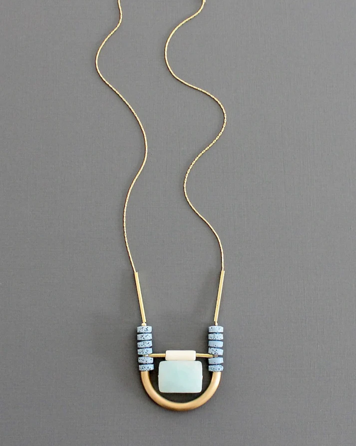David Aubrey Amazonite and Lava Bead Necklace