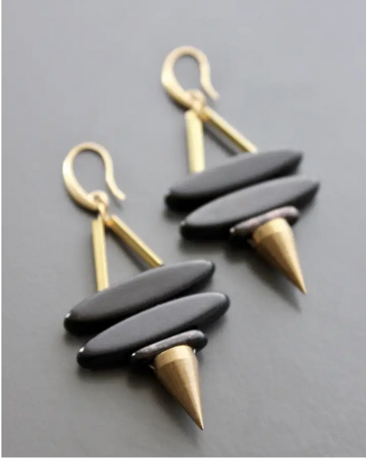 David Aubrey Hoop Earrings with Magnesite, Glass & Brass