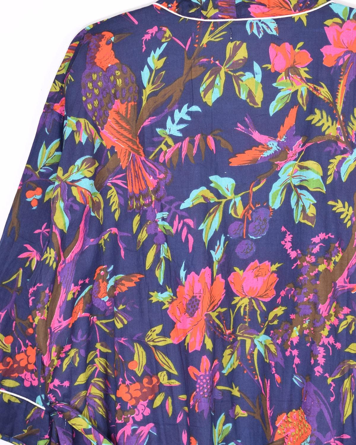 Txtile Lightweight Cotton Robe - Midnight Rainforest