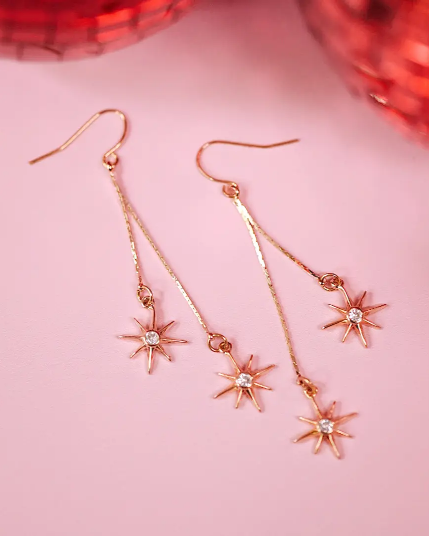 Golden Hour Staggered Star Drops - Choose Silver or Gold