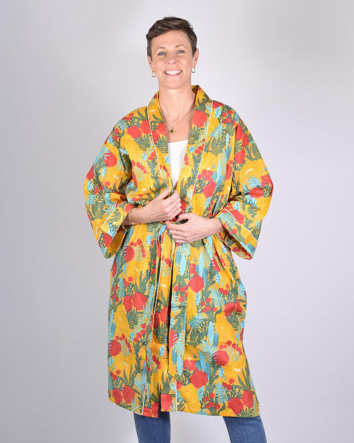 Txtile Lightweight Cotton Robe - Morning Jungle