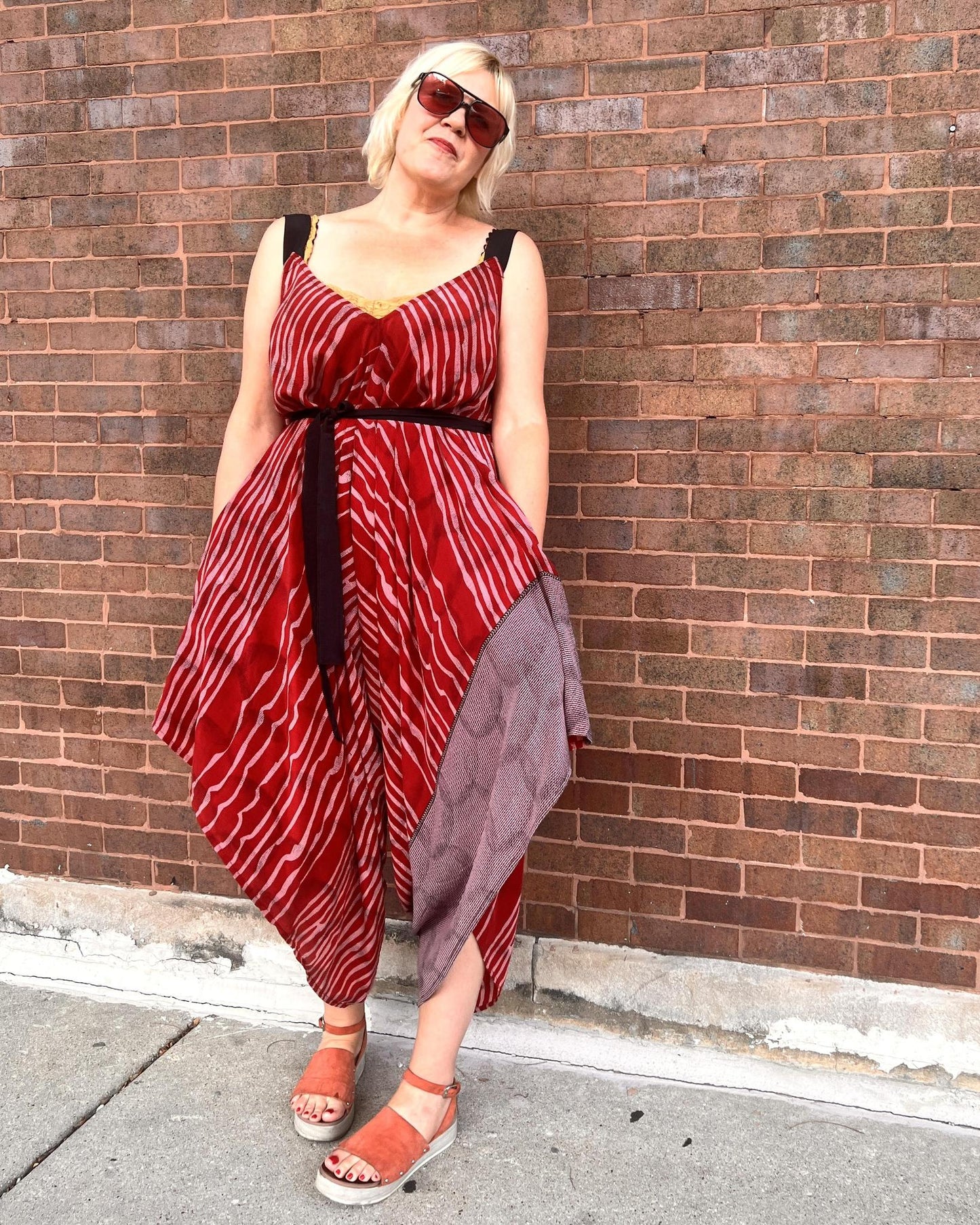 Indie Ella Zatanna Boho Silk Jumpsuit in Crimson Crush
