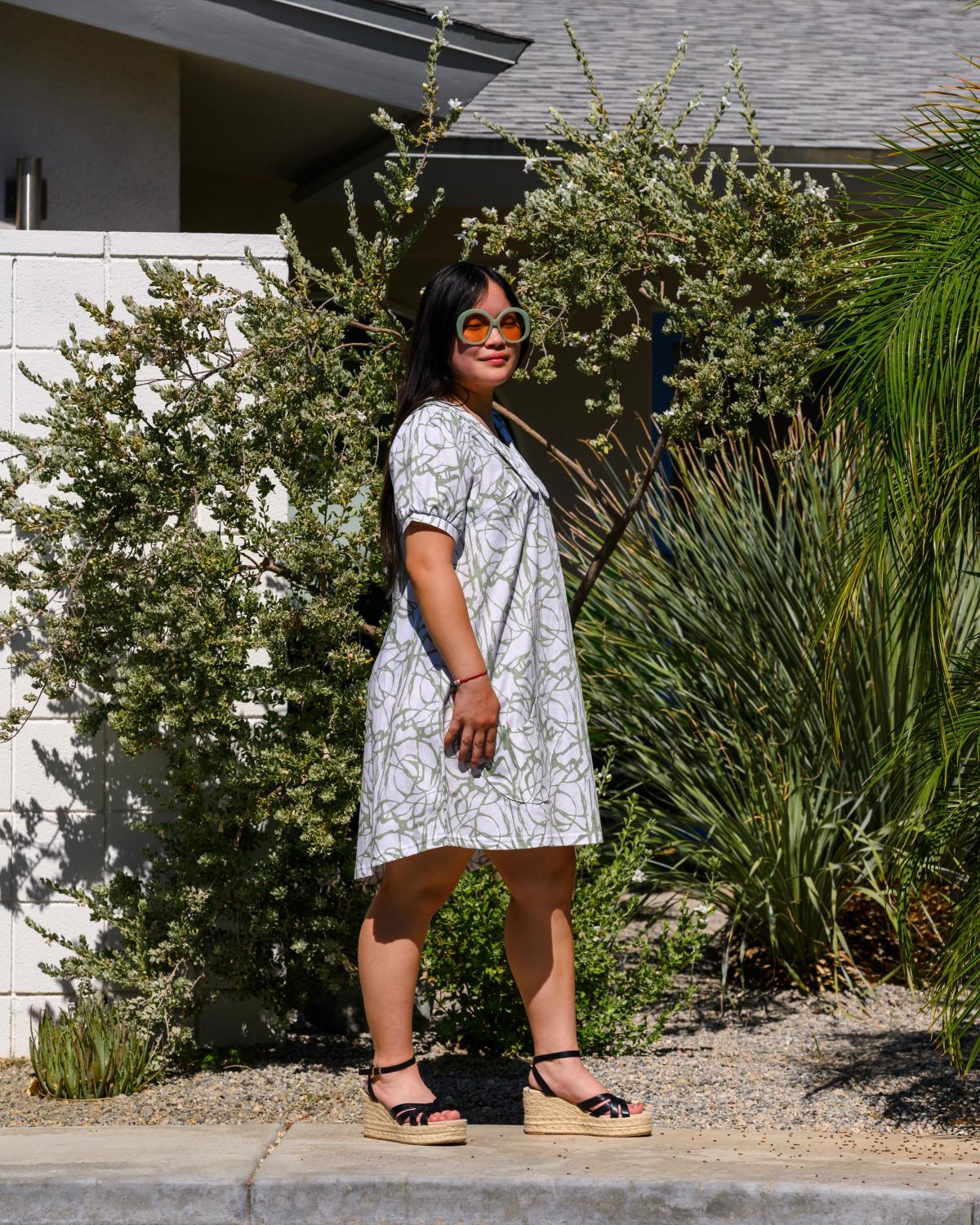 Squasht Charlotte Dress in Sage Vines