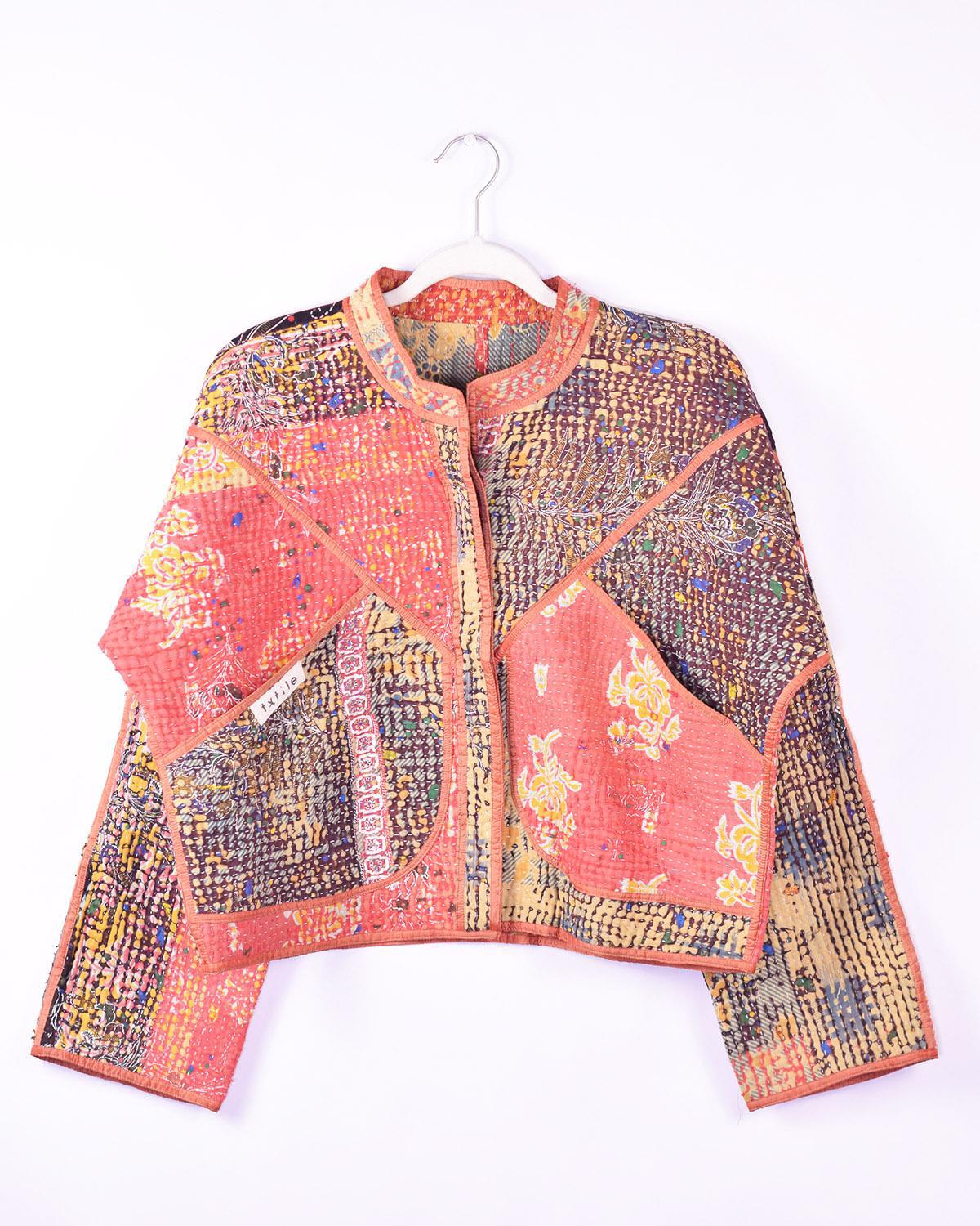Txtile Sofie Pumpkin Quilted Reversible Patchwork Kantha Jacket