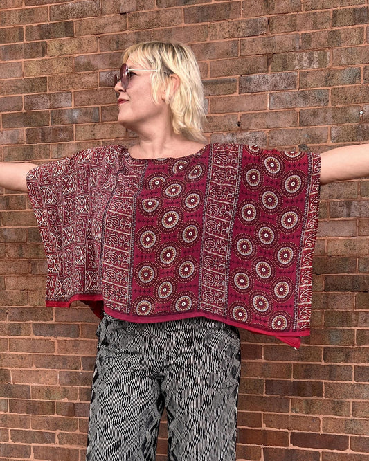 Indie Ella Tessa Flowy Silk Top in Rosy Pink Bandana