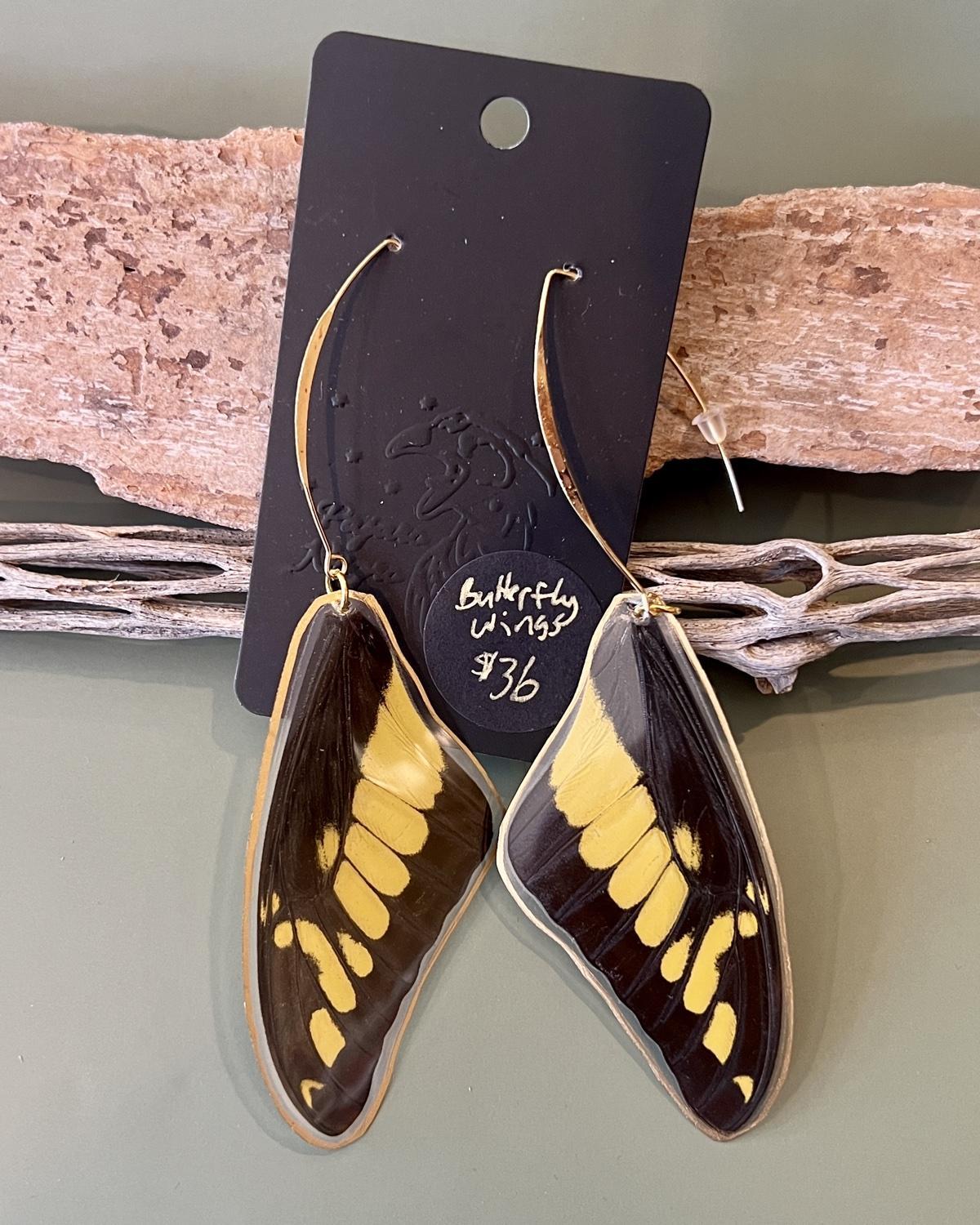 Pajaro Negro Butterfly Wing Earrings