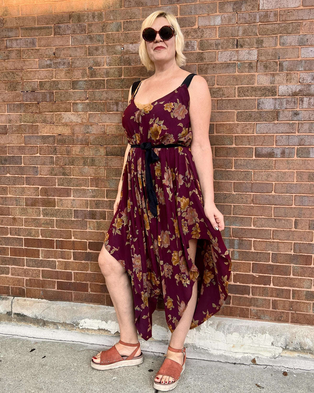 Indie Ella Zatanna Boho Silk Jumpsuit in Burgundy Floral