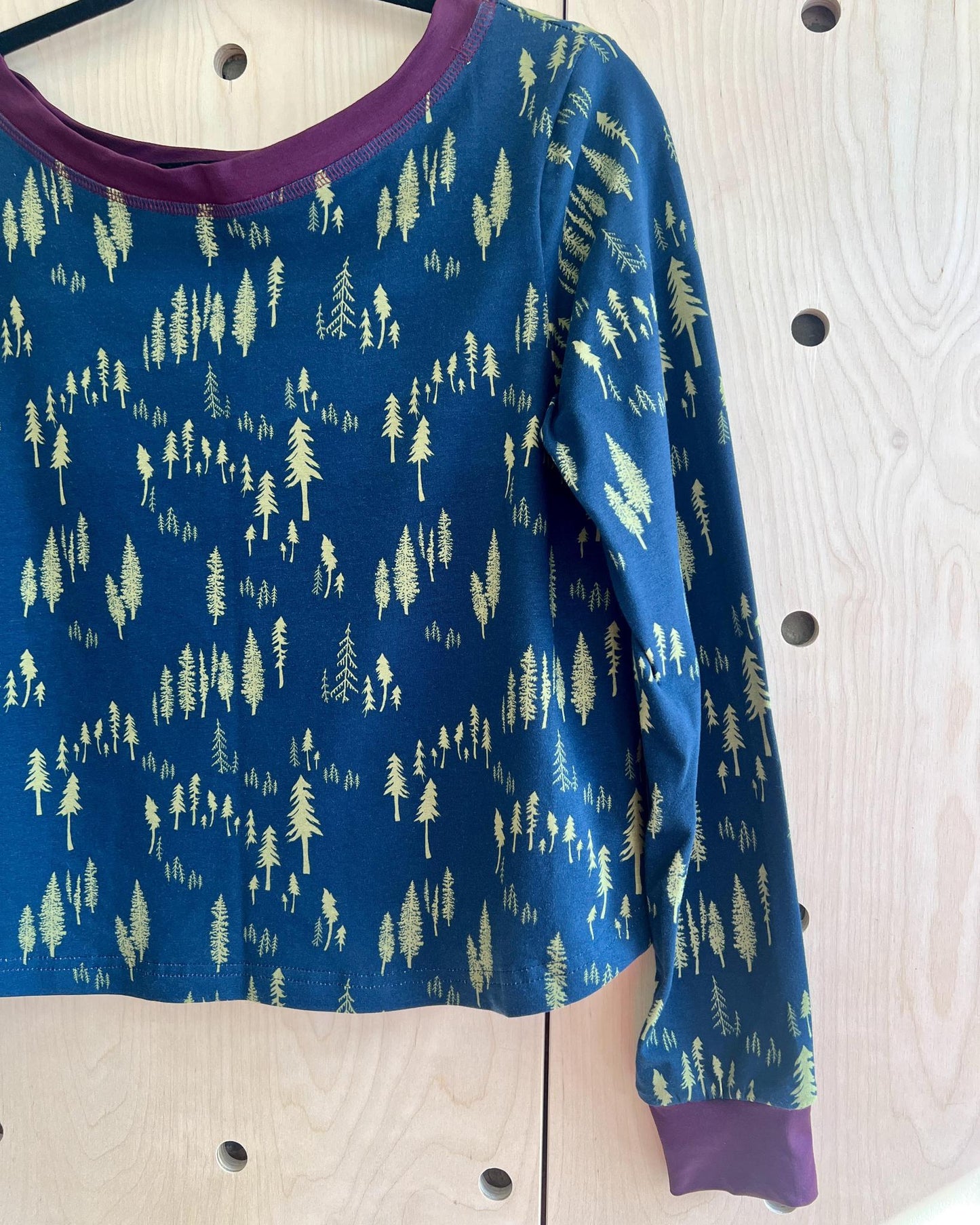 Squasht Long Sleeve Croppish Top in Midnight Forest