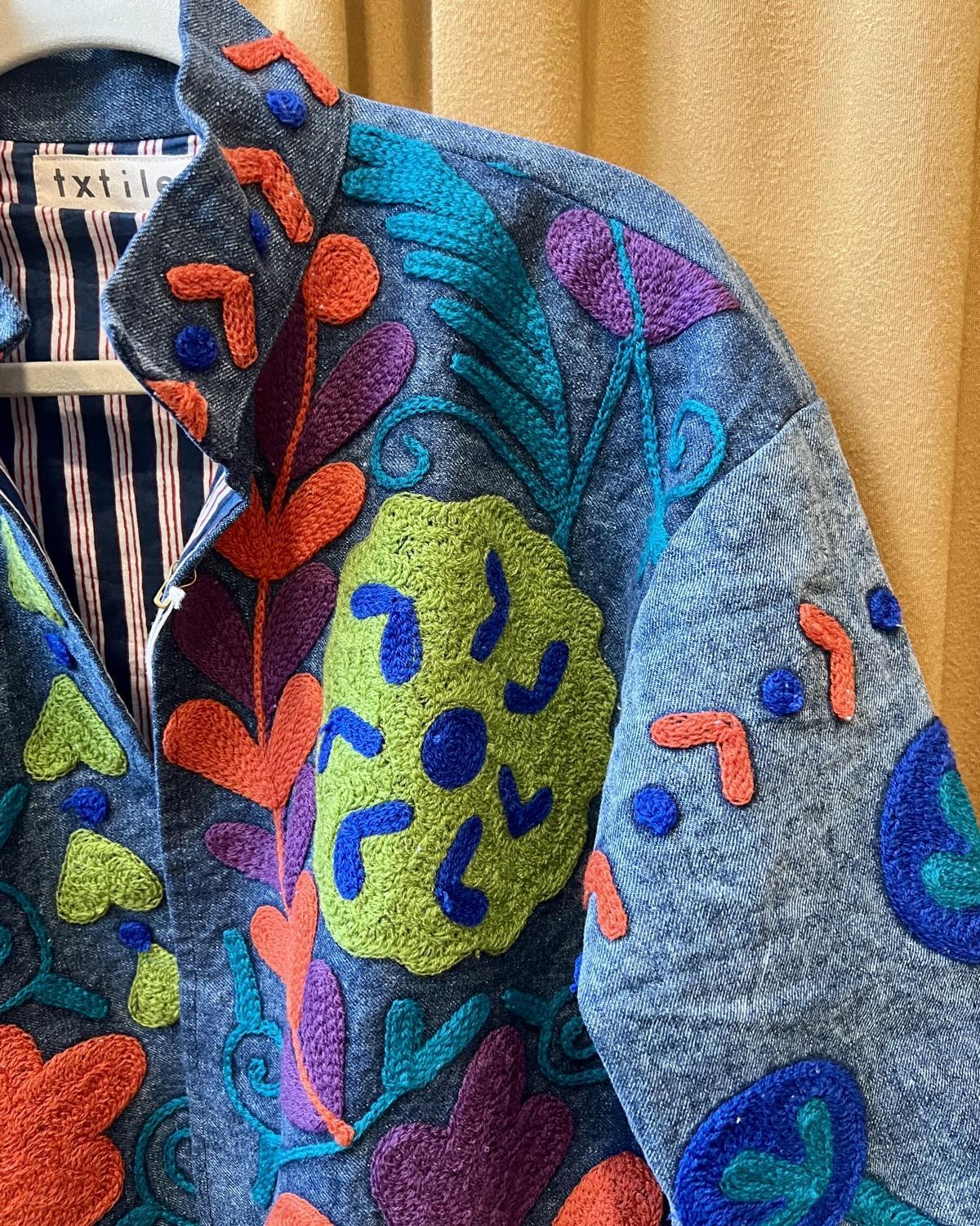 Txtile Lime Denim Suzanni Embroidered Jacket