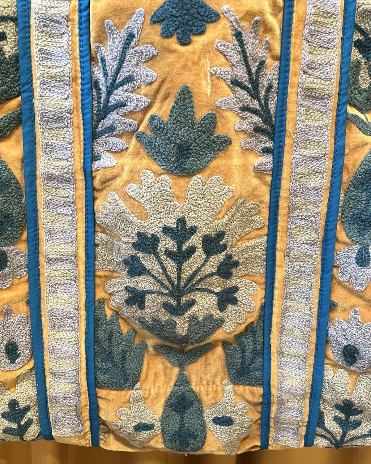 Txtile Velvet Suzani Tote Bag in Gold and Teal
