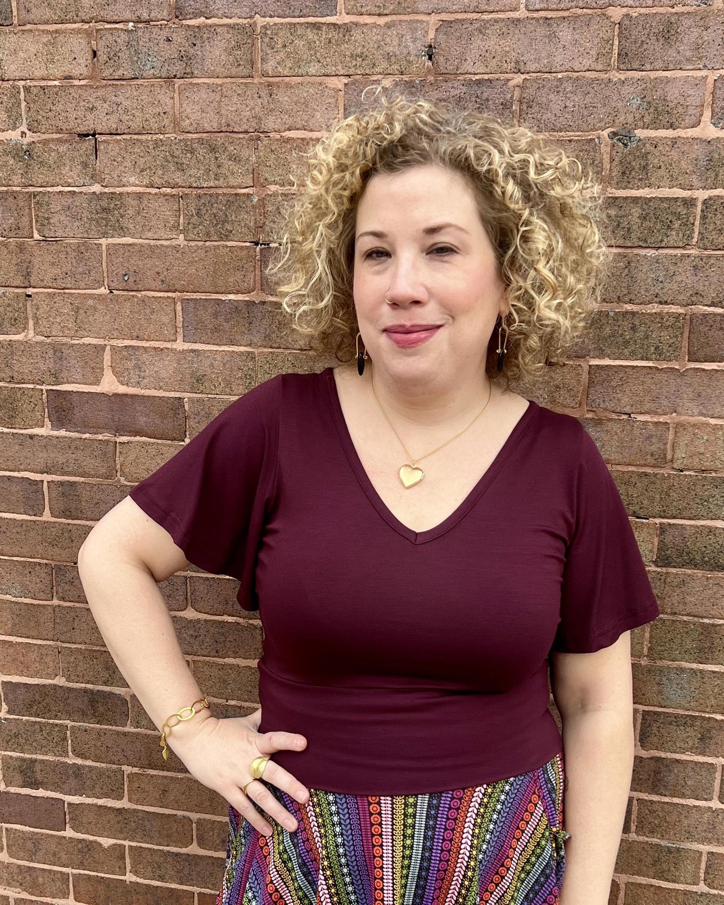 Squasht Bell Sleeve Ballet Top in Merlot