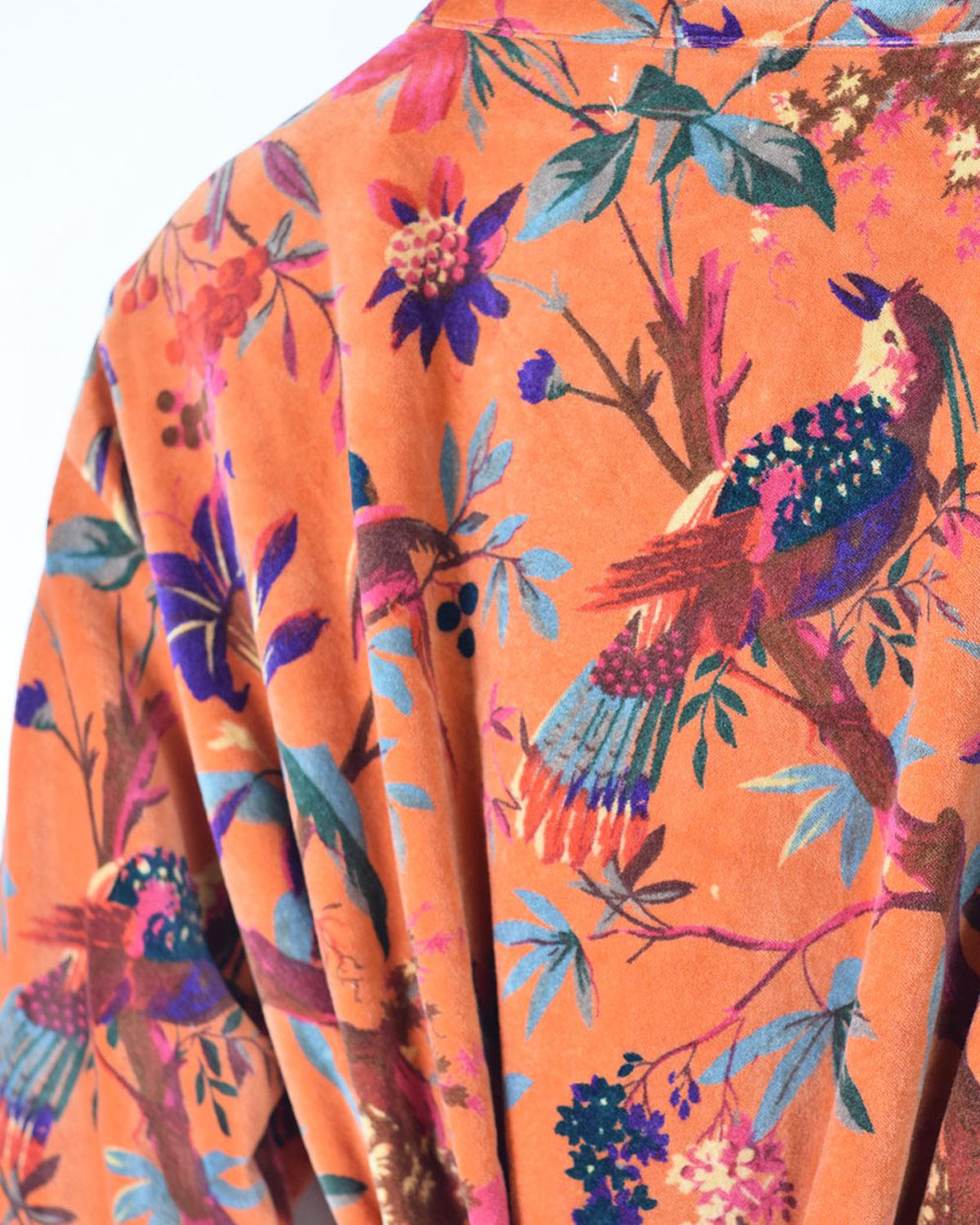 Txtile Velvet Robe in Coral Paradise