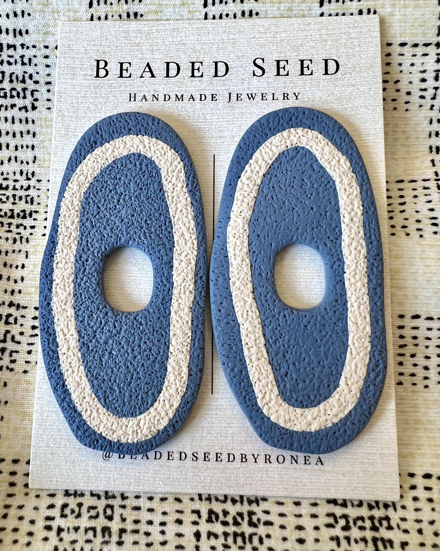 Beaded Seed by Ronea Bruce Earrings in Dusty Blue