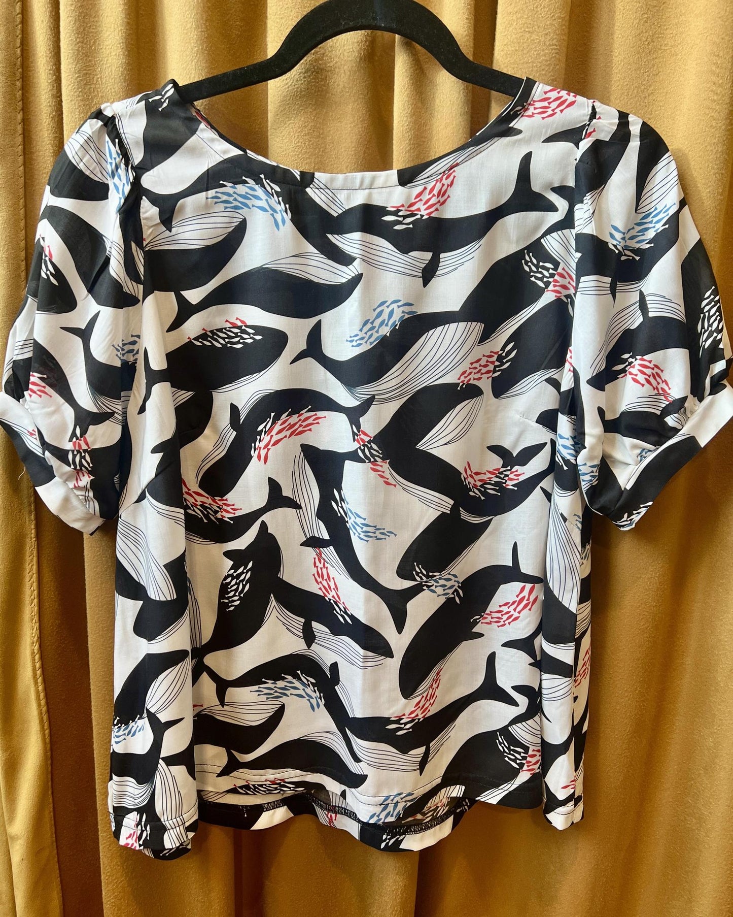 Squasht Puff Sleeve Top in Whales
