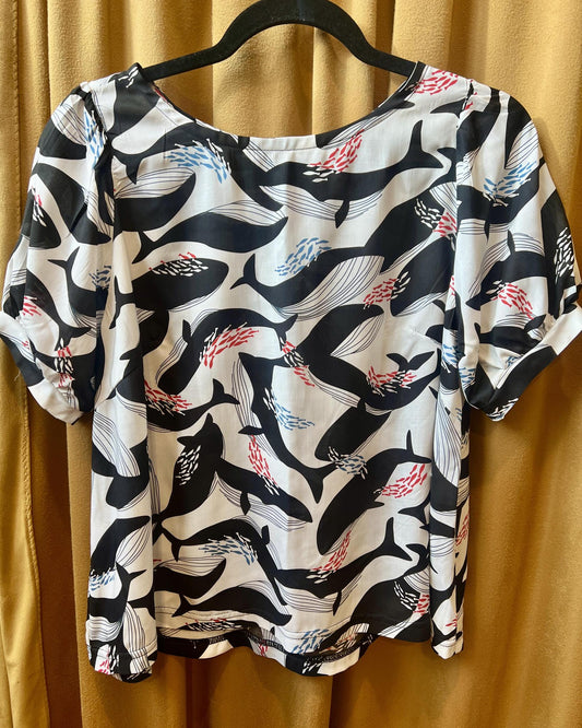 Squasht Puff Sleeve Top in Whales