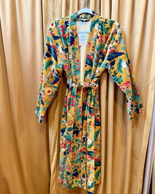 Txtile Velvet Robe in Golden Floral