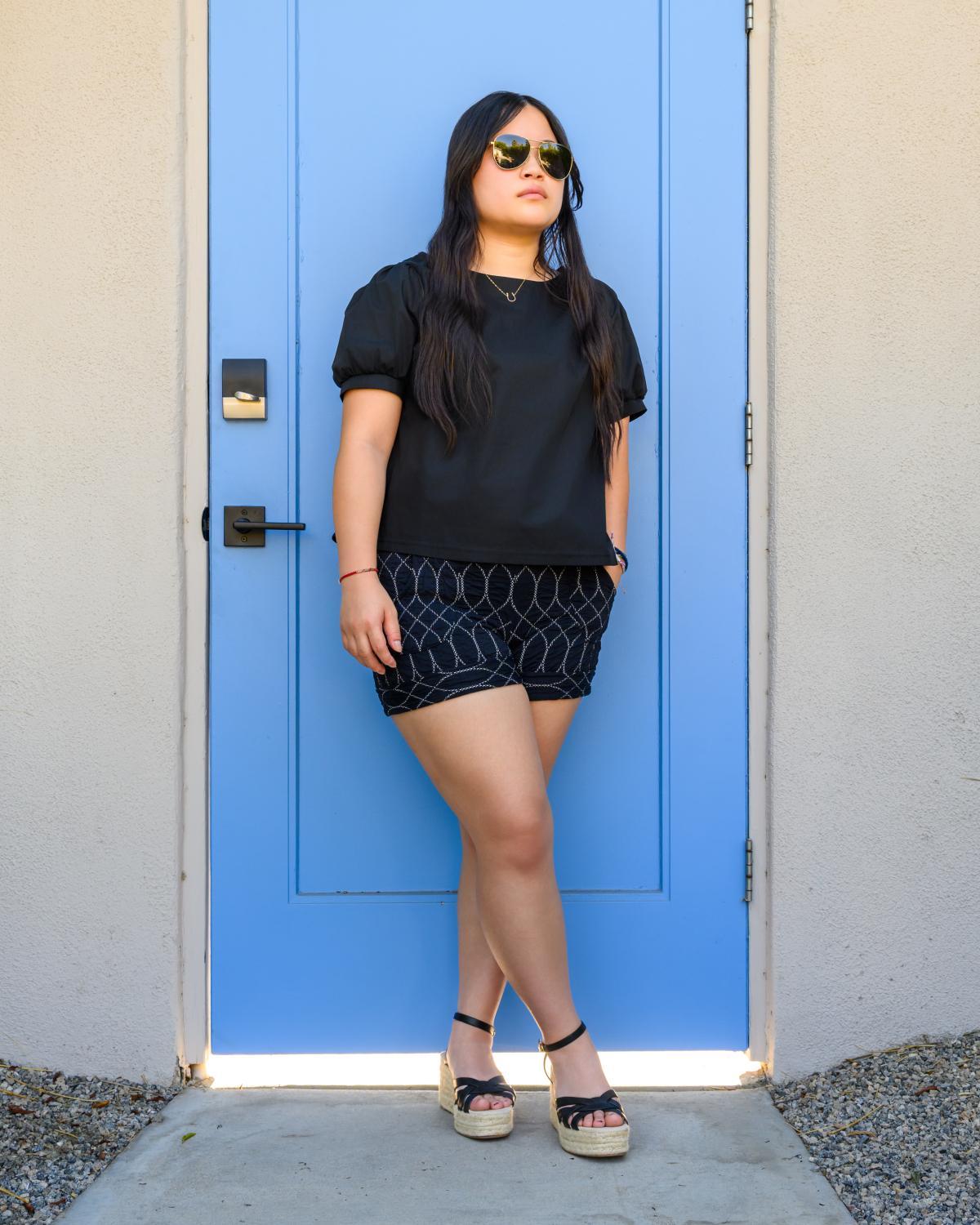 Squasht Short Shorts in Midnight Textured Quilted Print