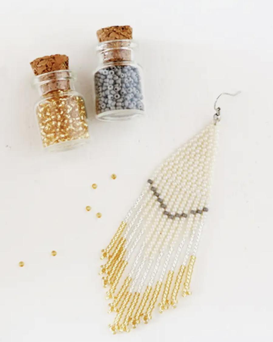 Fosterie Champagne Beaded Earrings