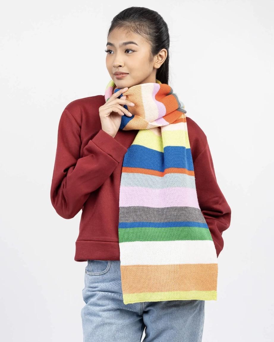 Verloop Multi Stripe Big Scarf in Rainbow