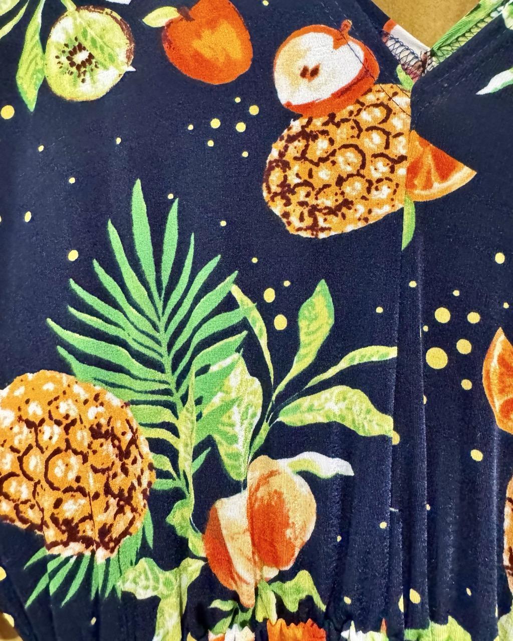 Fayru Penny Romper in Navy Fruit Print