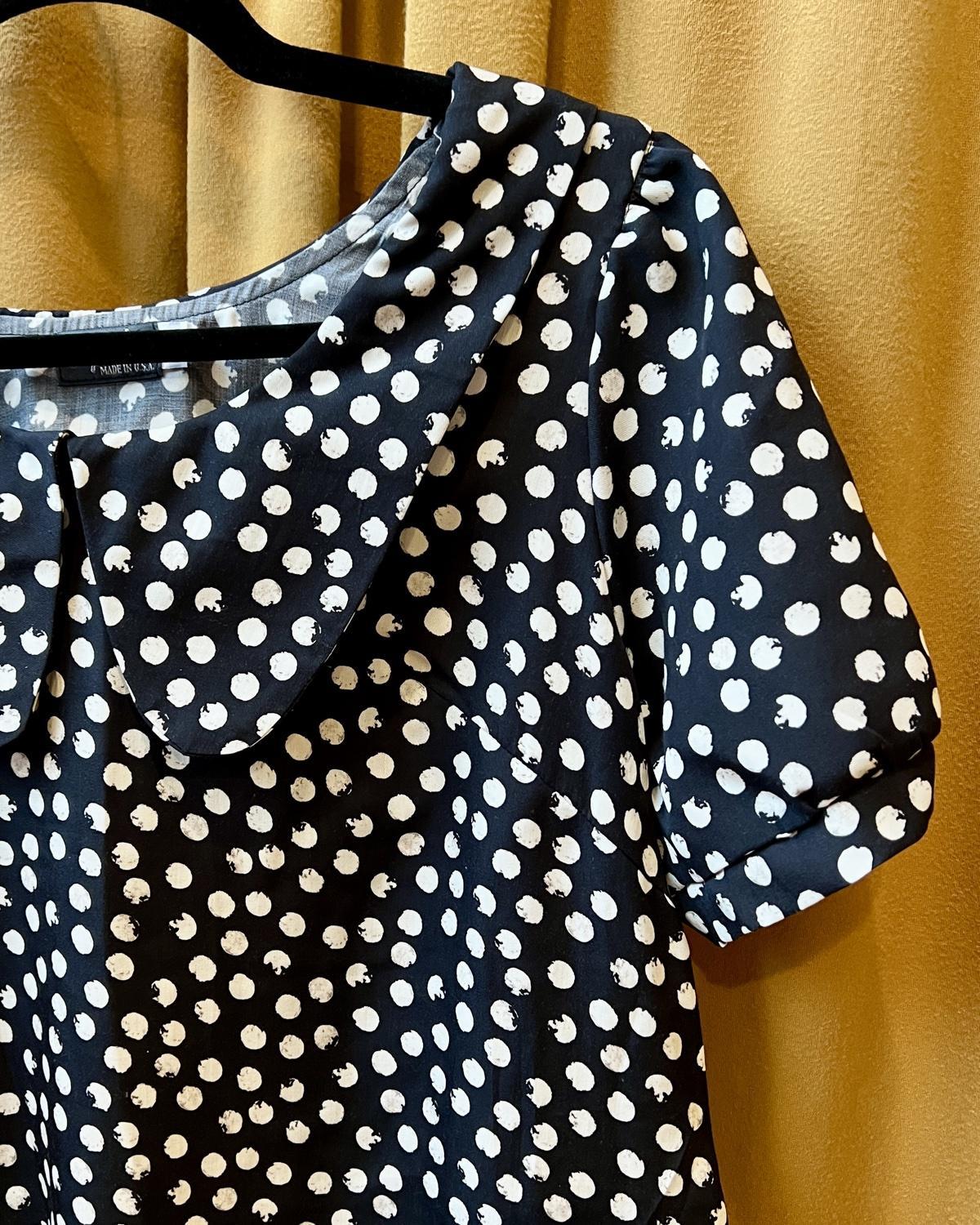 Squasht Charlotte Dress in Black with White Distressed Dots