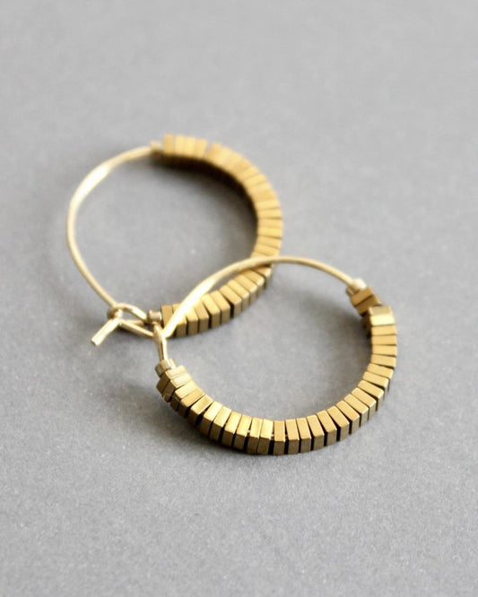 David Aubrey Mini Gold Hematite Hoop Earrings