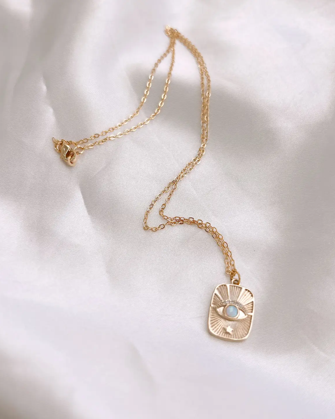 Golden Hour Opal Evil Eye Necklace