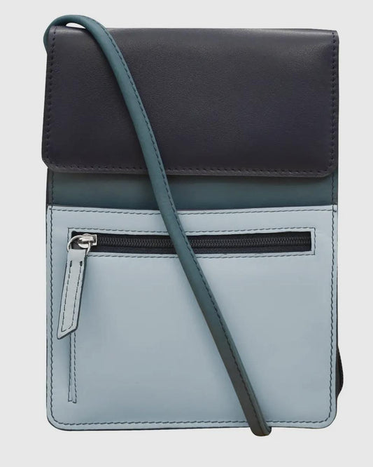 ili Leather Organizer on a String - Denim Multi