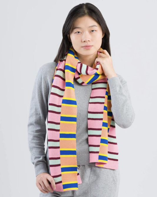 Verloop Zipper Stripe Big Scarf in Peach Cobalt