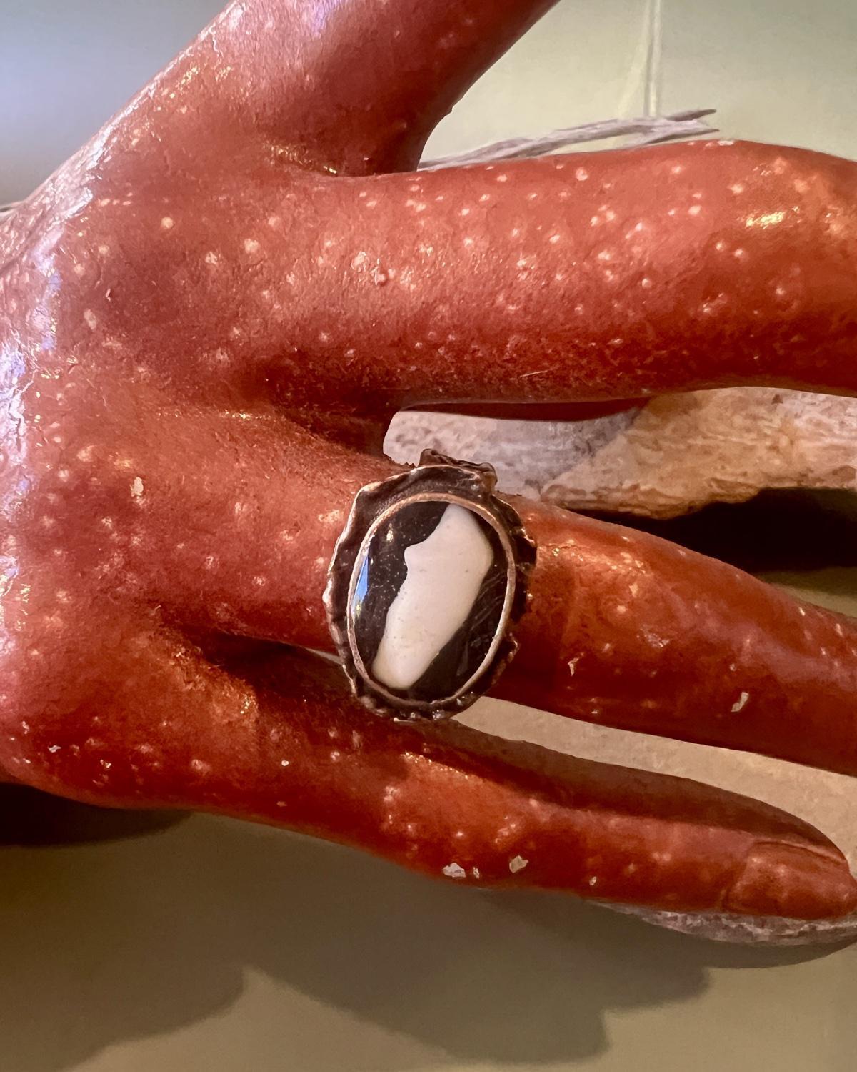 Pajaro Negro Racoon Canine Antiqued Ring