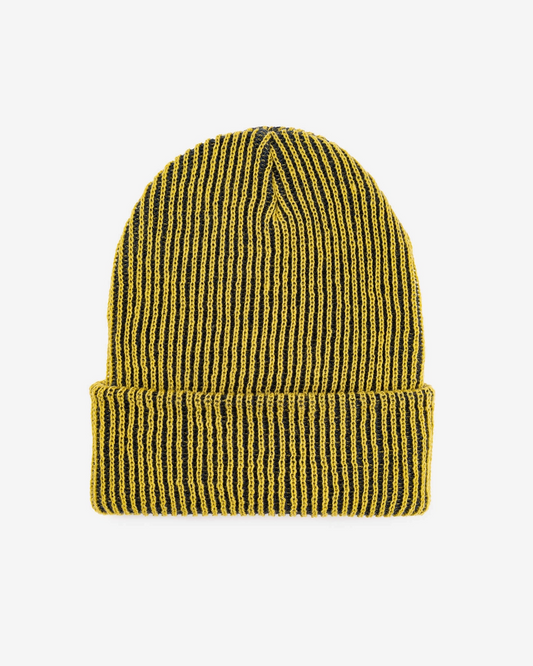 Verloop Simple Rib Knit Beanie Hat in Gold Olive Navy