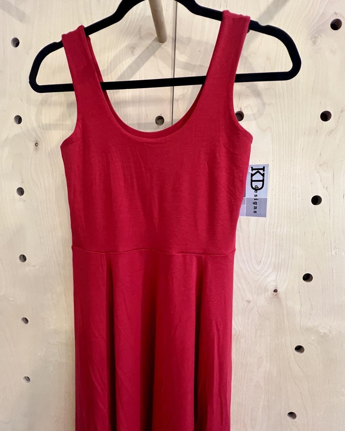 KD Designs Haley Midi Dress in Tomato Red