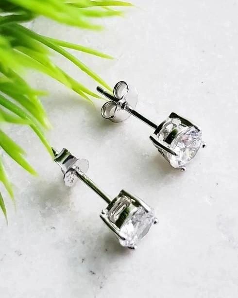 Sosie Designs Silver CZ Round Stud Earrings Clear