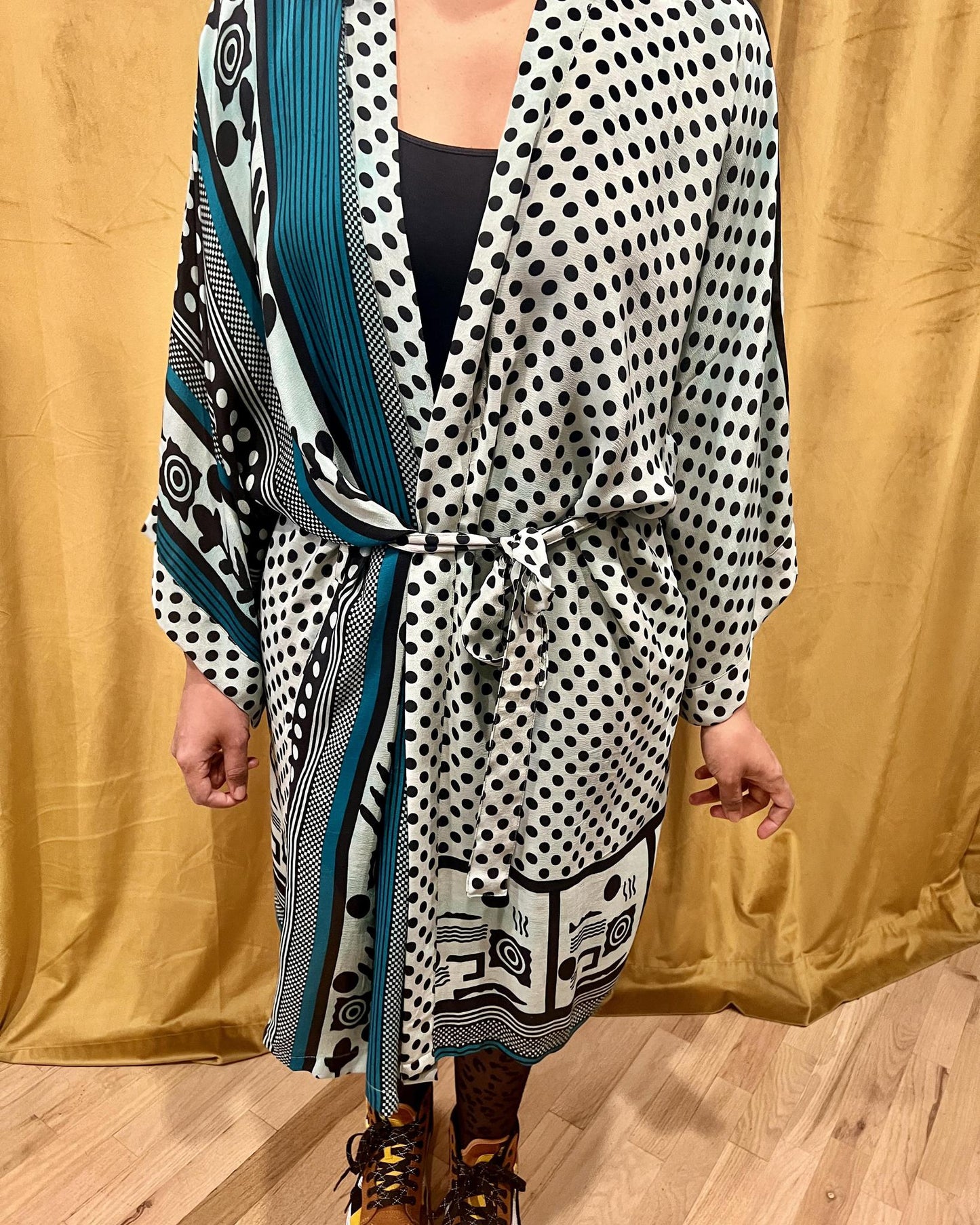 Indie Ella Kimono Silk Duster in Tomoe Gozen