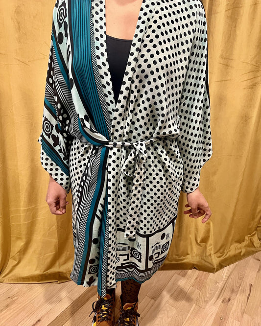 Indie Ella Kimono Silk Duster in Tomoe Gozen